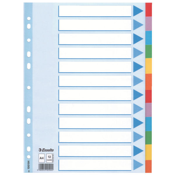INTERCALARE IN CARTA 12fg A4 con tasti colorati per 20pezzi