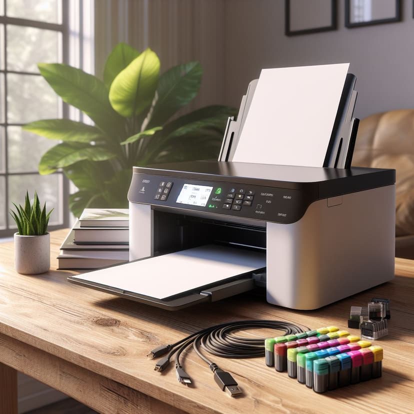 Stampante con risme di carta e toner a colori