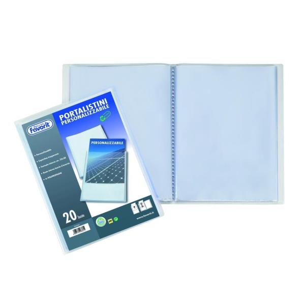 Listino per scrivere a fogli fissi con buste trasparenti da 40, formato 15x21 cm, prodotto Favorit con sviluppo personalizzabile e superficie liscia. 8006779987391 | initpc.it