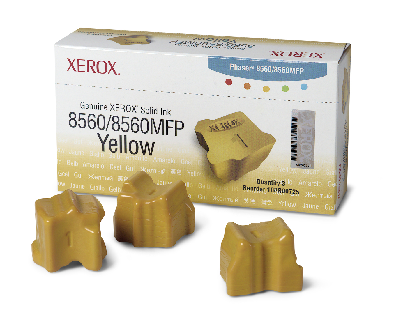 3 Pz Solid Ink Giallo Xerox Genuine Supplies 108r00725 95205427509