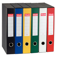 Registratore eurofile protocollo dorso 5 rosso, prodotto ESSELTE, completo di custodia e misura 5 cm, realizzato in cartone rivestito in plastica policromata (PP) color rosso. 8004157734162 | initpc.it