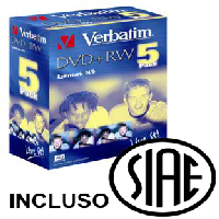 Scatola 5 Dvd Rw Slim 4x 4 7gb 120min Colore 43297 23942432975