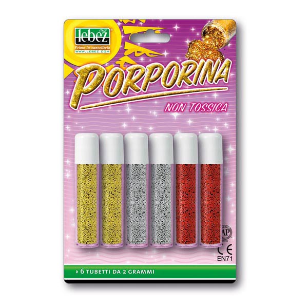 Porporina 3 grammi, con 6 tubi di colore assortito marca Lebez. 8007509051344 | initpc.it