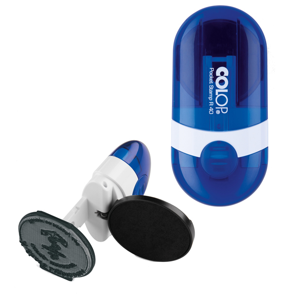 Timbro pocket stamp r40 colop diametro 40mm autoinchiostrante blu 9004362383437