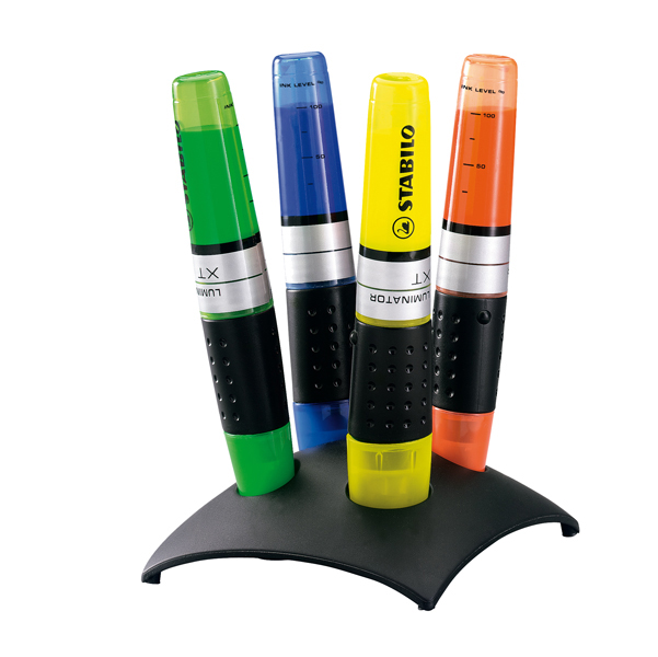 Evidenziatori a forma di stella Stabilo Luminator, colore assortito, misure 2-5mm. Set di 4 pezzi per lavoro di scrittura e disegno. 4006381176583 | initpc.it