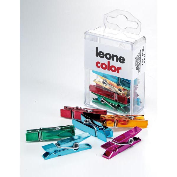 Scatola 10 Mini Mollette Colori Metal Assort Leone Color Apm 8007979009074