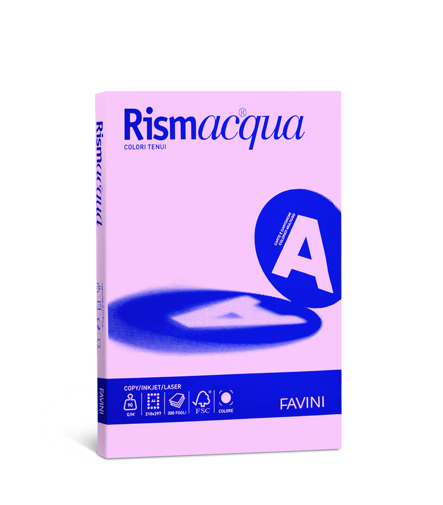 Carta fotocopie colorata Rismacqua, peso netto 200 grammi per foglio A4, colore rosa, marchio FAVINI. 8007057615425 | initpc.it