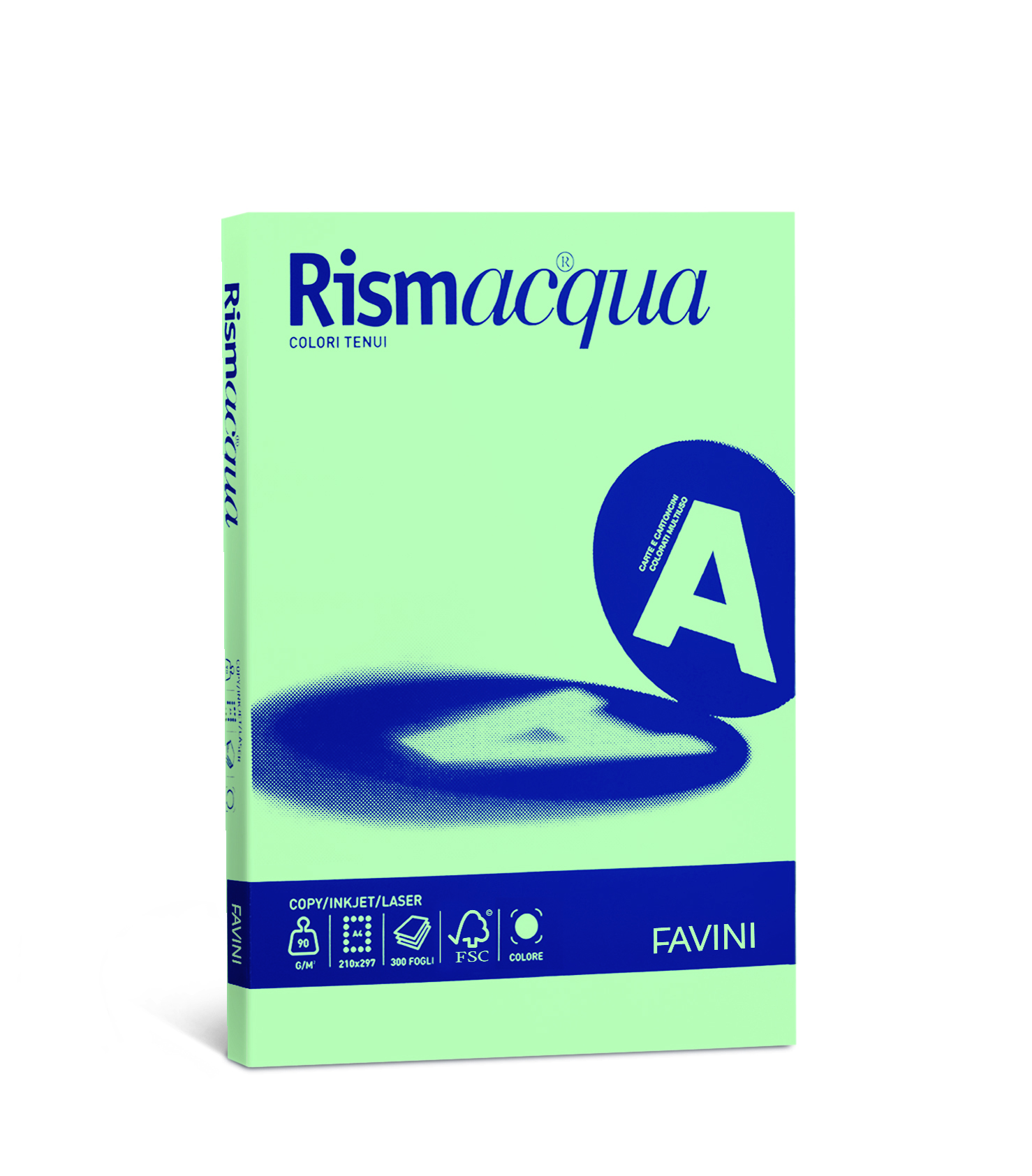 Pacco di carta azzurra e verde, con la marca Cartotecnica Favini evidenziata. 8007057615456 | initpc.it