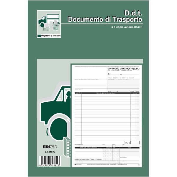 Blocco ddt edipro, 25 fogli, 4 copie autocalcanti, 29,7x21 cm. 8023328521813