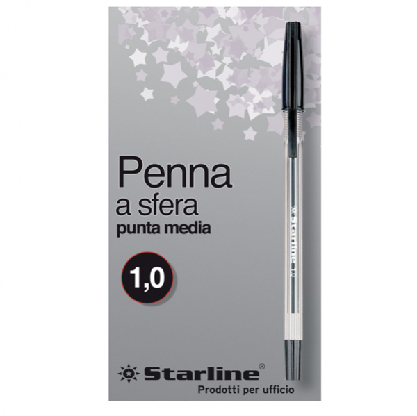 Scatola 50 Penna Sfera Nero P Media 1 0mm Starline Stl1108 8025133030658