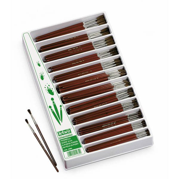 Pennelli setola pura tonda in legno con 228 pezzi di varie dimensioni 8007509019849