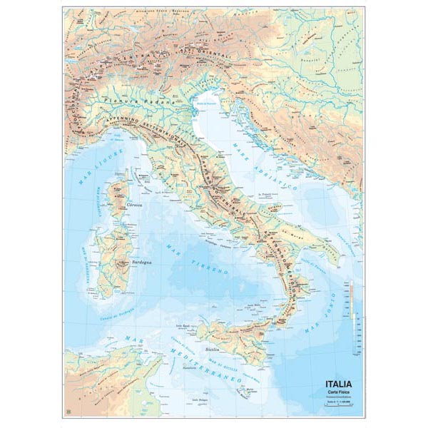 Carta Geografica Scolastica Murale Italia Belletti Ms01pl 9788881462667