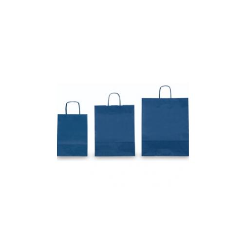 25 Shoppers Carta Kraft 22x10x29cm Twisted Blu