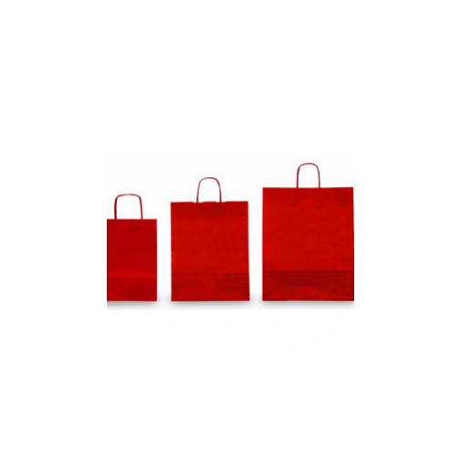 25 Shoppers Carta Kraft 26x11x34 5cm Twisted Rosso