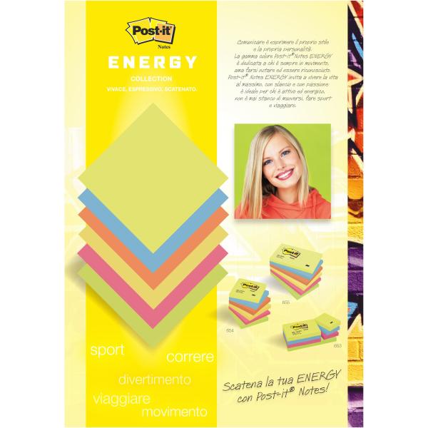 Foglietti Post-it 38x51 mm, 100 fogli, energetic. Foglietti riposizionabili Post-it Notes Energy 51x38 mm neon assortiti in confezione da 12 blocchetti da 100 fogli. Marca: POST-IT. 4046719505593 | initpc.it