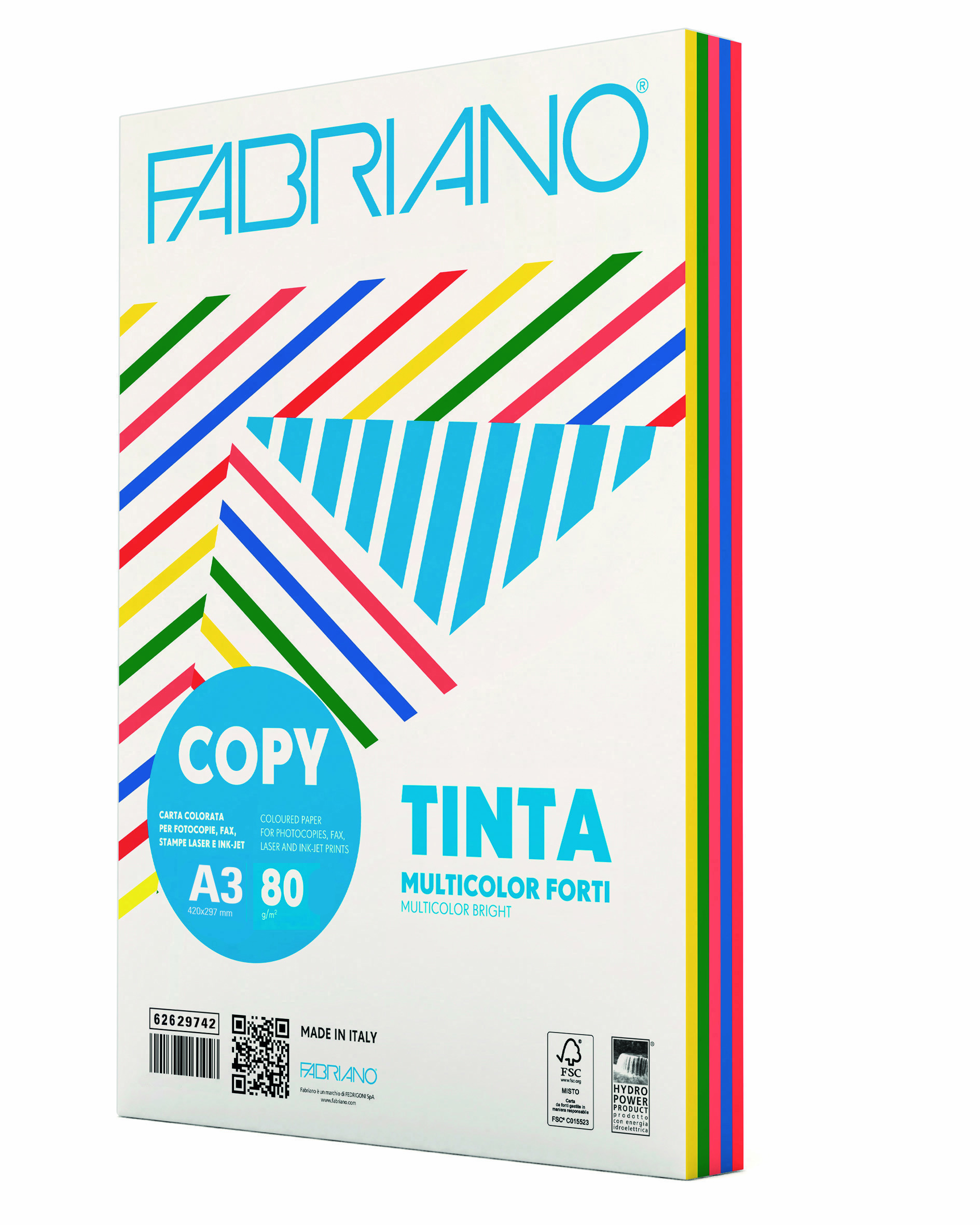 Carta Copy Tinta Multicolor A3 80gr 250fg Mix 5 Colori Forti 62629742 8001348161851