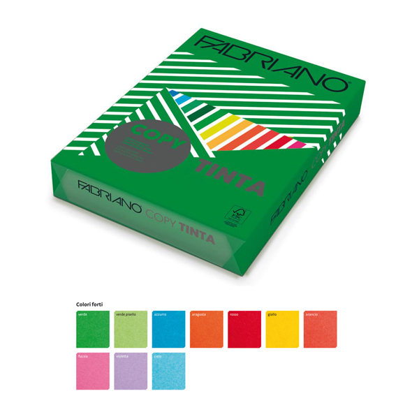 Carta Copy Tinta A4 160gr 250fg Col Forti Fucsia Fabriano 62116021 8001348160137