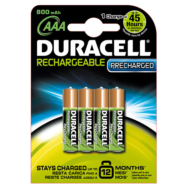 Blister 4 Pile Ricaricabili B4 Ministilo 800mah Duracell Duralock Precaricata 81364755 5000394203815