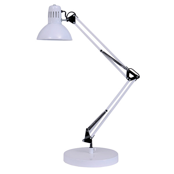Lampada da scrivania in acciaio con base e morsetto bianco 60x40cm 3129710008797