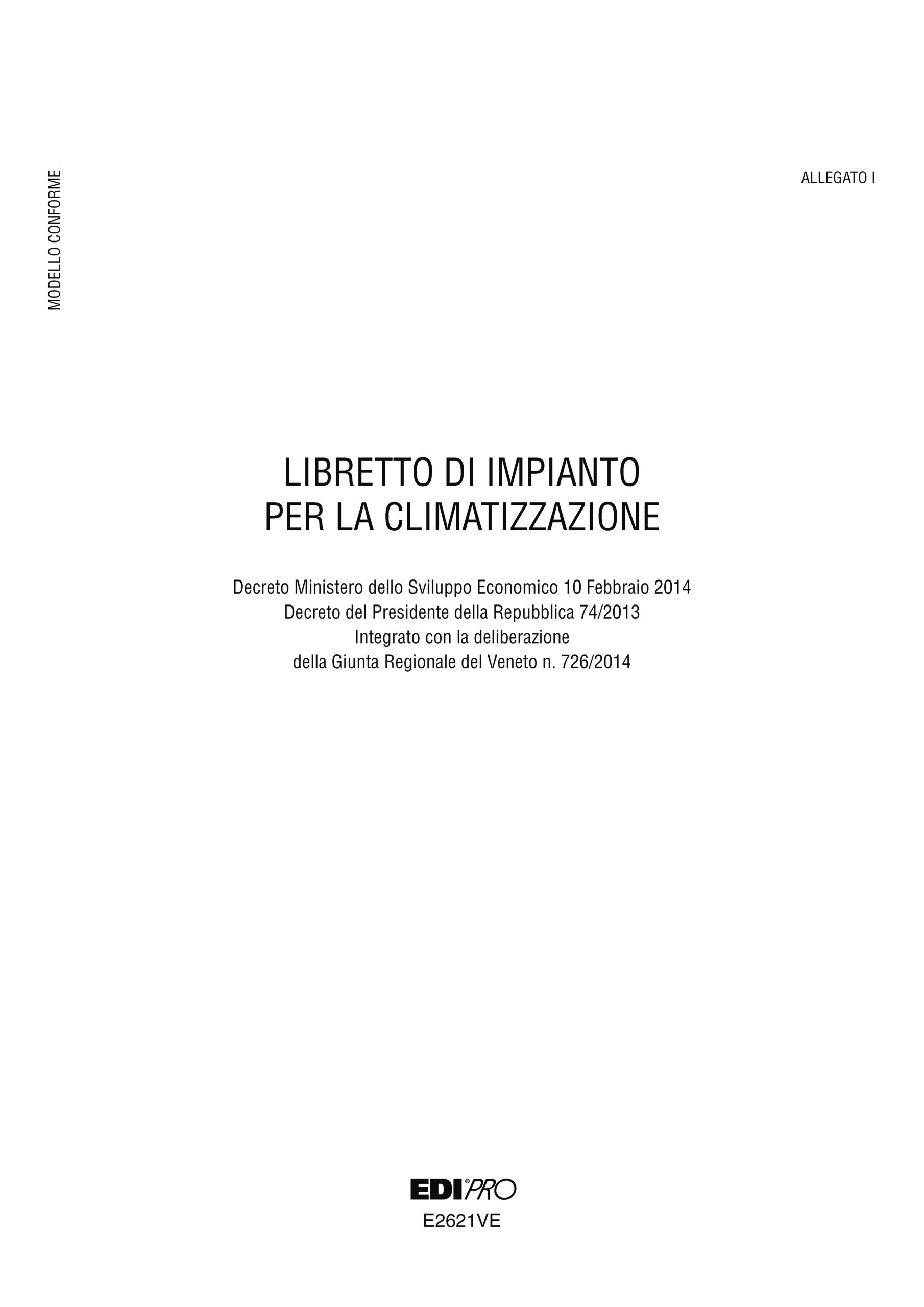Libretto Impianto Climatizzazione Veneto 297x210mm 48pag E2621ve Edipro E2621ve 8023328262112