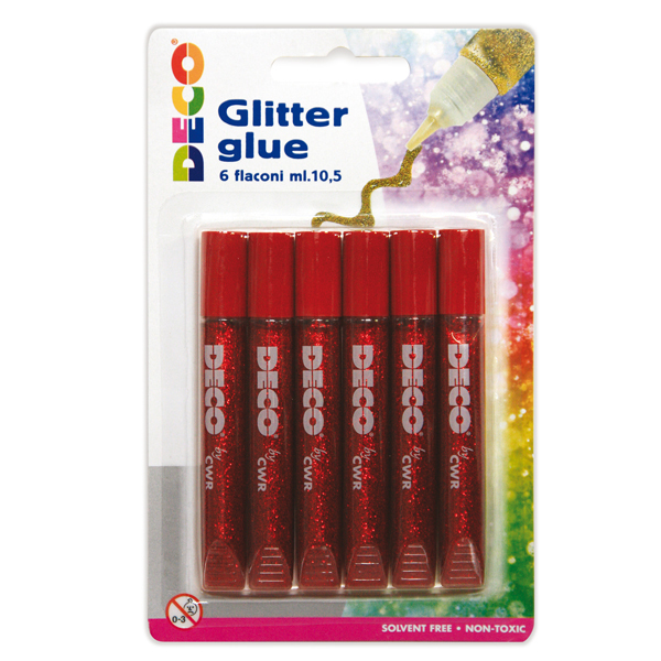 Blister Colla Glitter 6 Penne 10 5ml Rosso Deco 5883 8004957058833