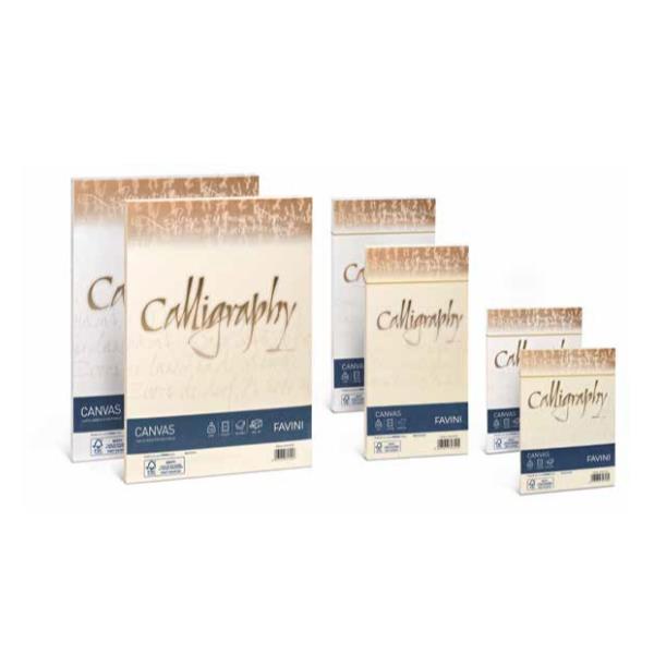 Carta canvas di alta qualità FAVINI, buste per carta da lettere da stampare con design Calligraphy, peso 100g/m², dimensioni 11x22 cm, colore bianco. Imballo da 25 pezzi. 8007057747508 | initpc.it