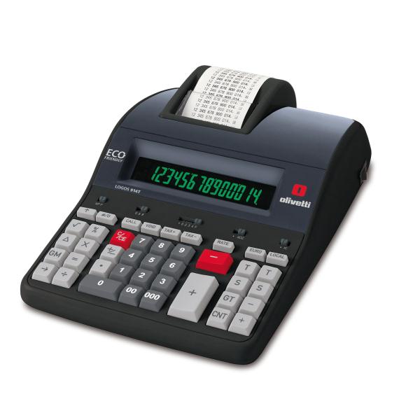 Calcolatrice scrivente da tavolo LOGOS 914T, prodotto di alta qualità della marca Olivetti, con display LCD a 14 cifre e velocità di stampa di 10 linee al secondo. 8020334312374 | initpc.it