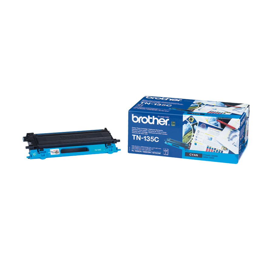 Imballo con toner laser Brother TN-135C, colore ciano, ad alta resa, marchio Brother. 4977766648141 | initpc.it