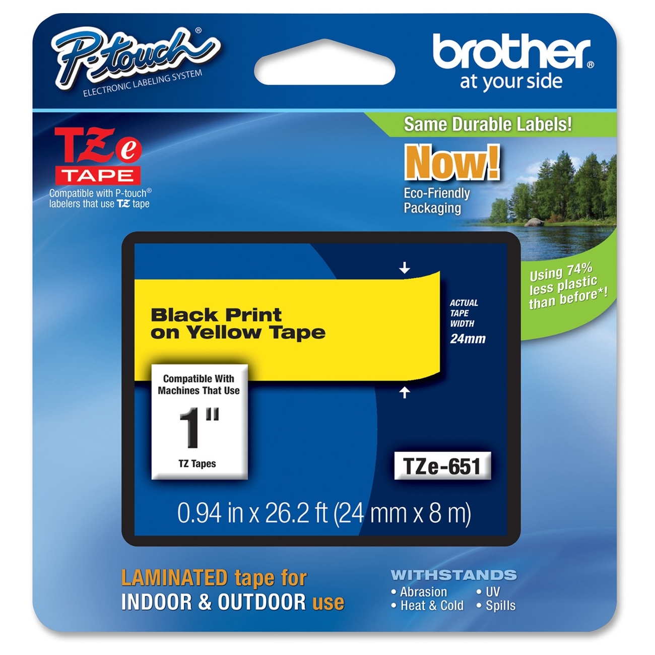Nastro per stampanti Brother, tipo TZ 24mm, colore nero/giallo 4977766686747 | initpc.it