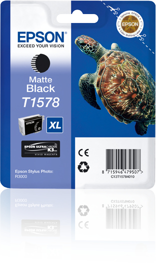 Cartuccia originale Epson, modello C13T15784010, colore nero matte XL, capacità alta per stampanti Epson, prodotto in serie con blister di sicurezza. 8715946479507 | initpc.it