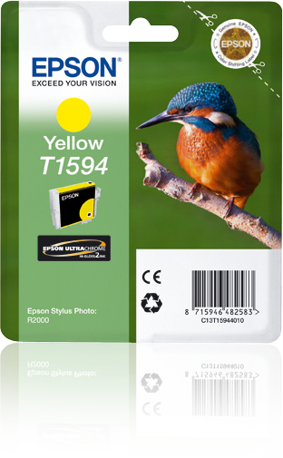 Stampante a inchiostro Epson Stylus T159440, colore giallo, finitura hi gloss, compatibile con la stampante R2000. 8715946482583 | initpc.it