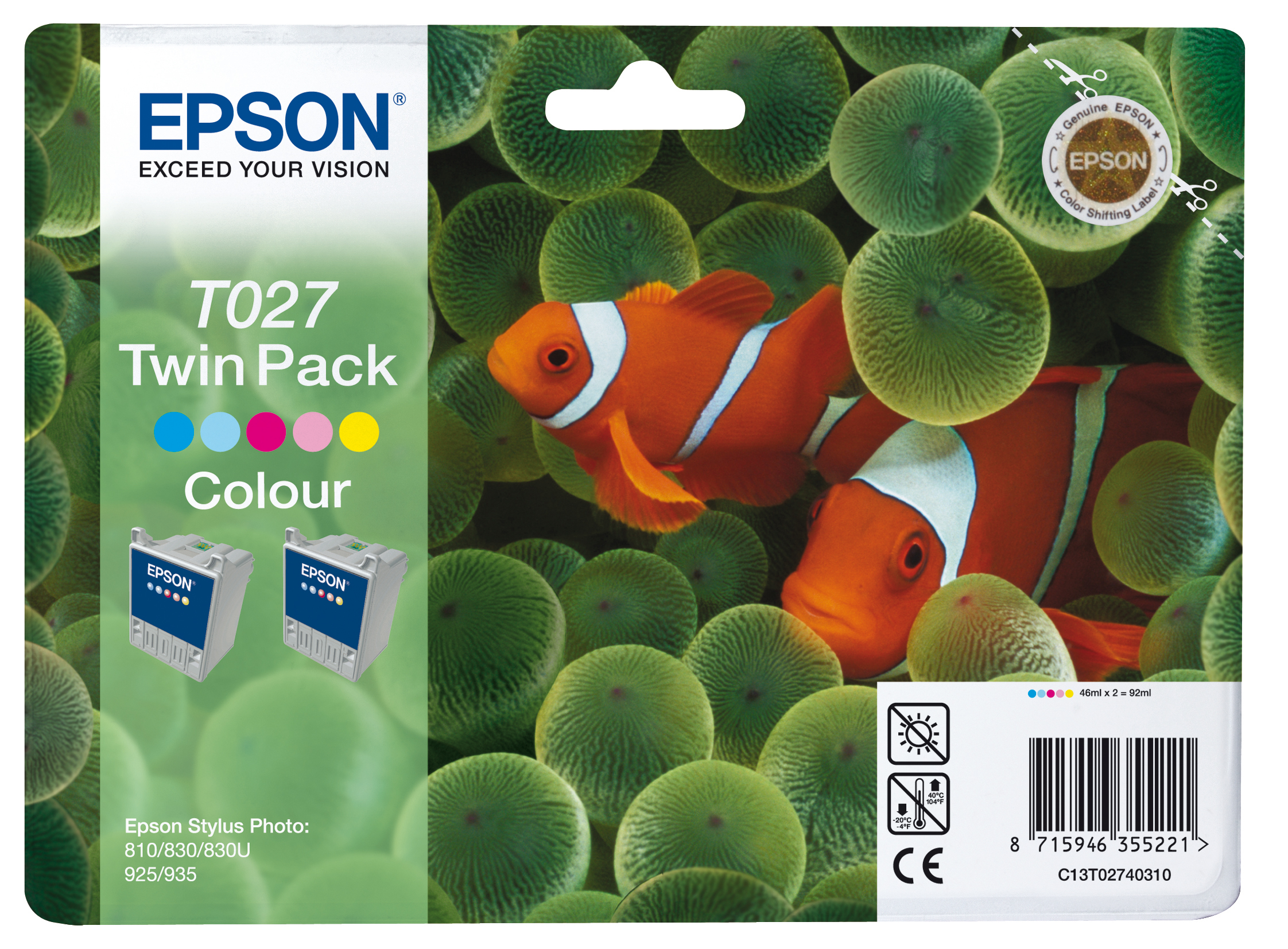 Twinpack T027 2cart Colore 2x T027401 Blister Rs C13t02740310 3781946355221