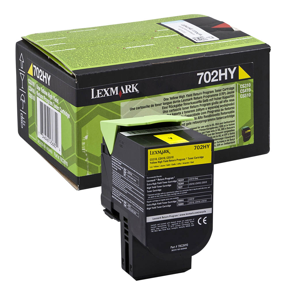 Cartuccia toner giallo, marchio Lexmark, codice 702HK, prodotto da Aresa. Utilizzo compatibile con stampanti Lexmark. 0734646436854 | initpc.it