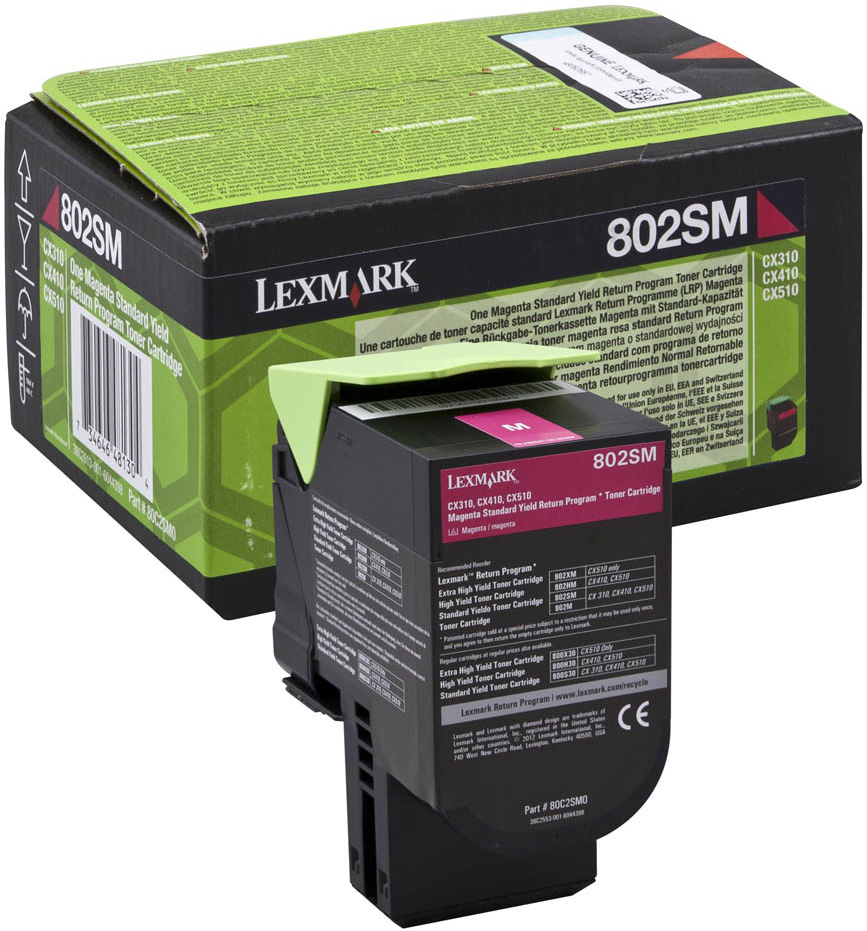 Toner per stampante Laser Lexmark, colore Magenta, capacità 2K, compatibile con modello 802SM. 0734646481304 | initpc.it