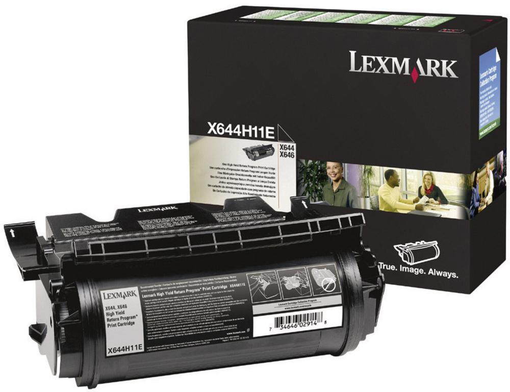 Immagine di un toner di colore nero, marchio Lexmark, modello X644/X646, capacità 21.000 pagine, parte del programma Return di Lexmark 0734646255820 | initpc.it