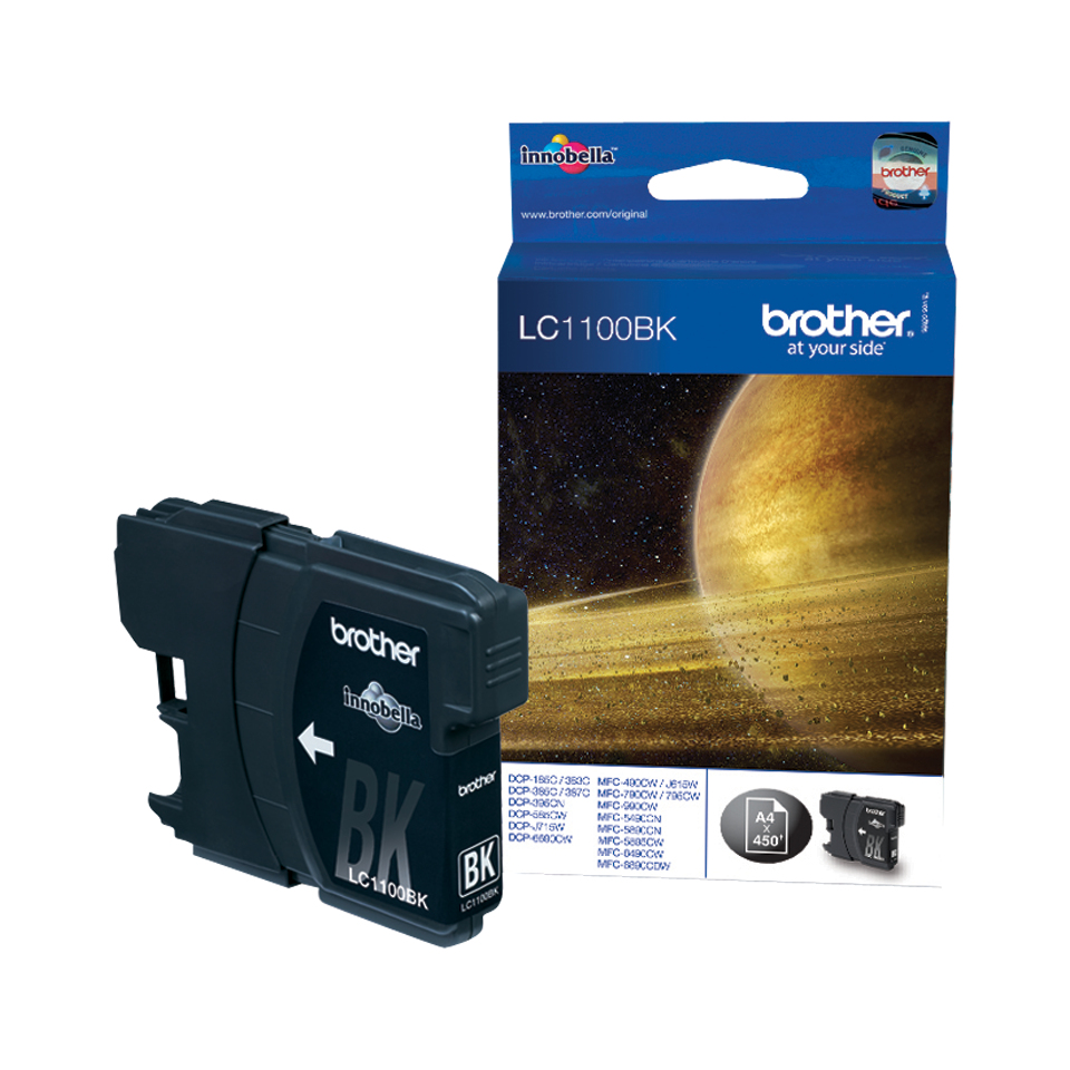 Cartuccia inchiostro nero per stampanti Brother, compatibile con i modelli MFC5860CN, MFC6490CW e DCP6690C. Capacità di 1100 pagine. Marca Brother. 4977766659680 | initpc.it