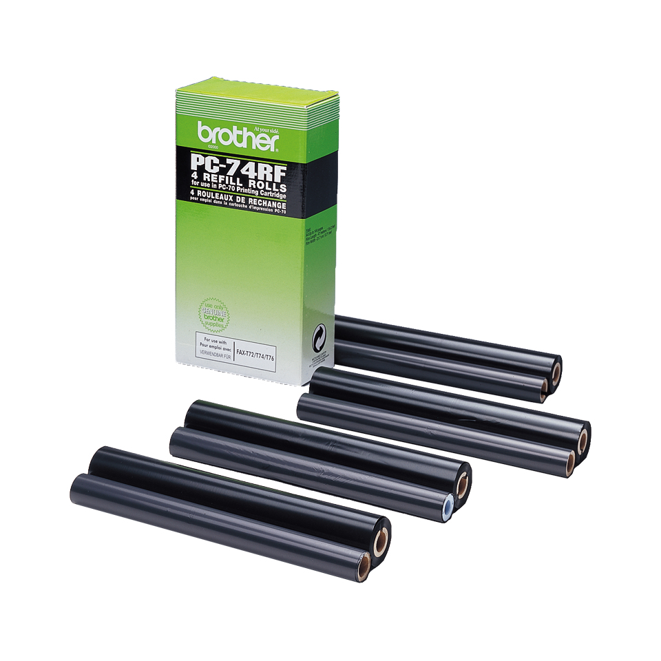 Nastro di stampa fax compatto per Brother, CF4PZ, compatibile con modelli TTR, in materia prima plastica nera, confezionato in 4 pezzi. 4977766058117 | initpc.it