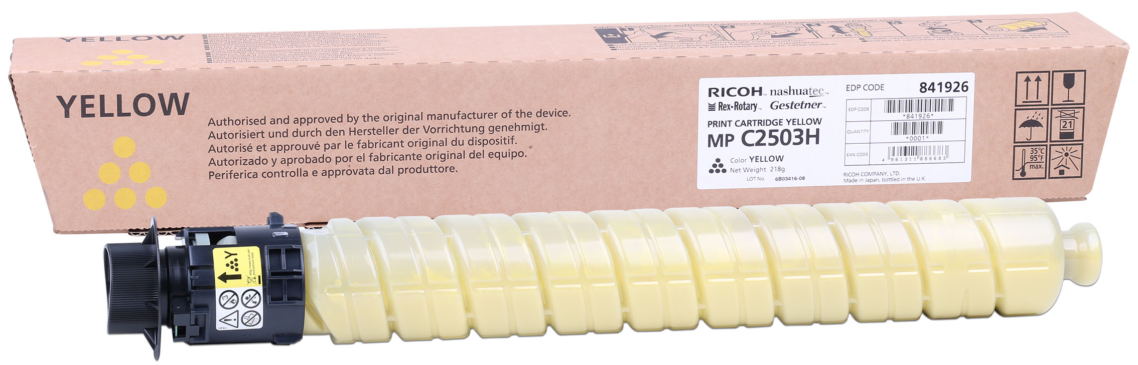 Toner laser giallo per stampanti Ricoh, codice prodotto 841926. 4961311886683 | initpc.it