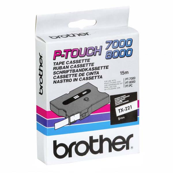 Nastro Brother Tx 221 9mm Bianco Nero Tx221 4977766051392