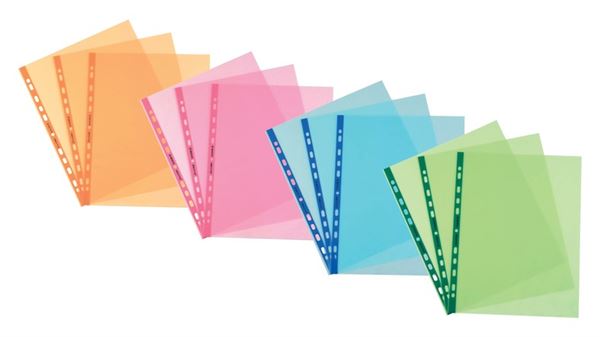 Alt: Buste a foratura universale lisce CF25, formato 22x30 cm, colore arancione, confezione da 25 pezzi, marchio Favorit. 3045050059896 | initpc.it