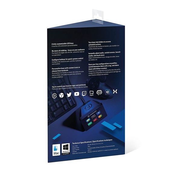 Pannello di controllo mini con 6 tasti personalizzabili per la registrazione e la streaming, prodotto da Elgato. 0813180020658 | initpc.it