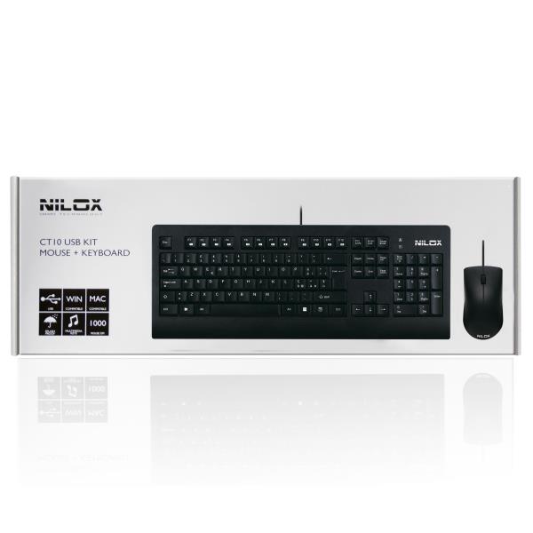 Kit di tastiera e mouse Nilox in versione nera, compatibile con dispositivi USB 8059616332243 | initpc.it