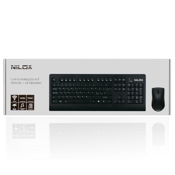 Kit Cw10 Keyb Mouse Wireless Black Nilox 10nxkm1500002 8059616332250