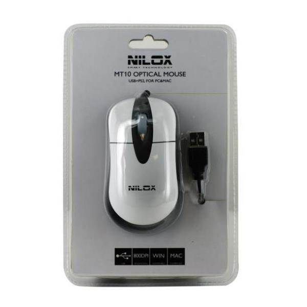 Mouse Ottico Usb Ps2 Black White Nilox 10nxmp0026002 8059616331307