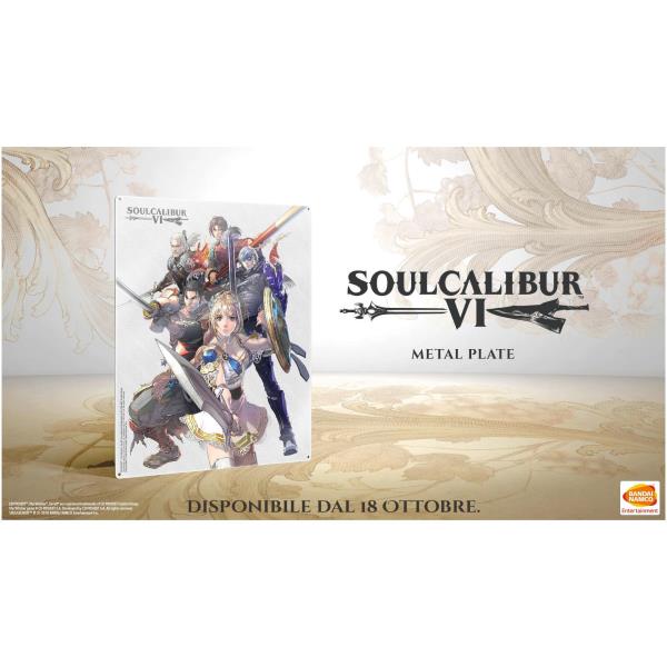 Immagine del gioco di combattimento Soul Calibur VI per Xbox One con personaggi e ambientazioni fantastici, sviluppato da Namco Bandai Games. 3391891997904 | initpc.it