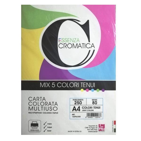 Carta cromata in fogli A4, peso 80g, formato 250fg, colore tendenza, cartoleria di alta qualità per la stampa e la scrittura 8004957122978 | initpc.it
