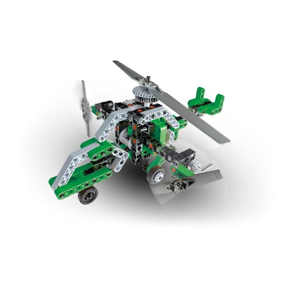 Trirotore Airboat di Clementoni, laboratorio meccanico composto da tre rotori che si muovono sincronizzati creando un effetto di fluidità, con funzione di accensione e spegnimento dei motori. 8005125139705 | initpc.it
