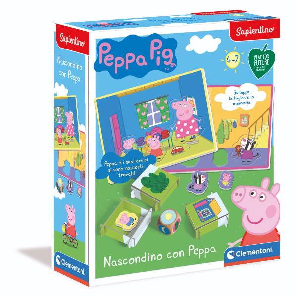 PEPPA PIG - NASCONDINO IN FATTORIA di Clementoni, un gioco di nascondino con personaggi amici di Peppa Pig da scoprire nella fattoria. 8005125163557 | initpc.it