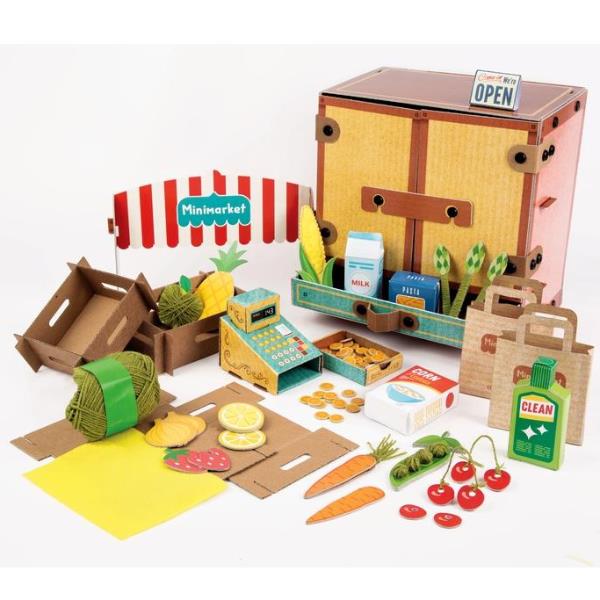 Mini mercato creativo per bambini, set da 12 pezzi, con accessori in plastica e materiali vari, ideale per sviluppare la fantasia e la creatività 8005125185504 | initpc.it