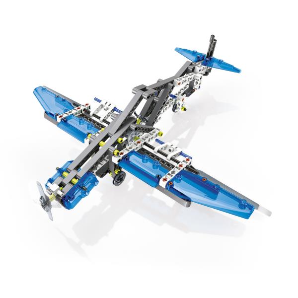 Modellino aereo eelicottero da assemblare con comparto motorizzato e trasporto su elicottero, inclusi controlli, strumentazione di volo e accessorio per riparazioni, prodotto LAB.MECCANICA per Clementoni. 8005125190355 | initpc.it